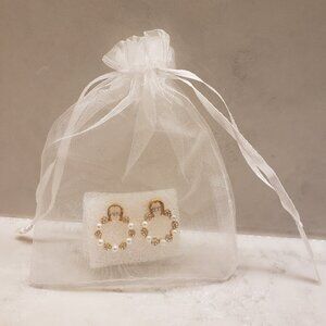 New Costumer Jewelry Crystal and Pearl Hoop Stud Earrings